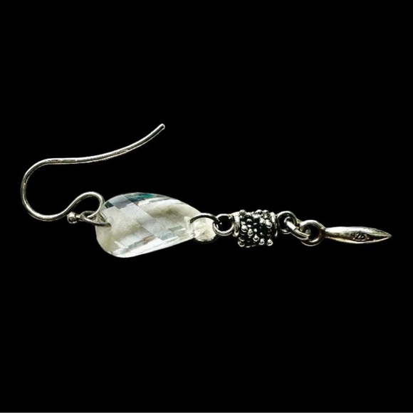 Michael Dawkins Sterling Silver Clear Quartz Crystal Dangle Drop Earrings - Picture 4 of 6